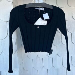 Alexander Wang Black Textured Crop Top